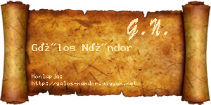 Gálos Nándor névjegykártya